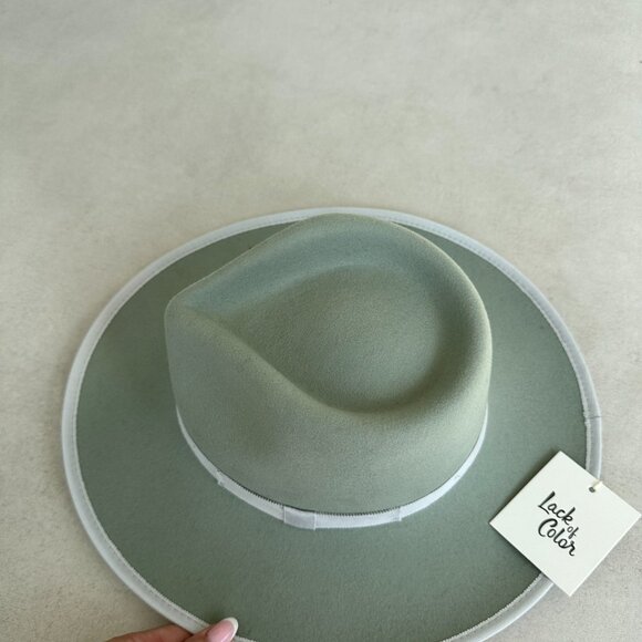 NWT Lack Of Color The Rancher Wool Felt Fedora Hat In Sage Wide Brim